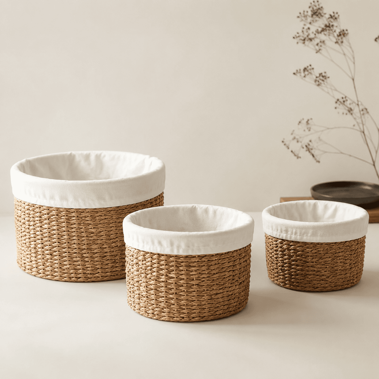 Rattan Storage Basket, Set of 3